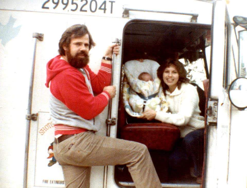 The Koller founders in the cab of the original truck